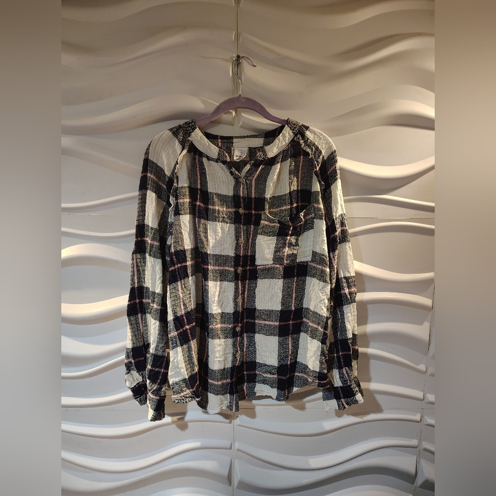 Pre-owned Time And True Maternity Plaid Shirt Size L(12-14)
